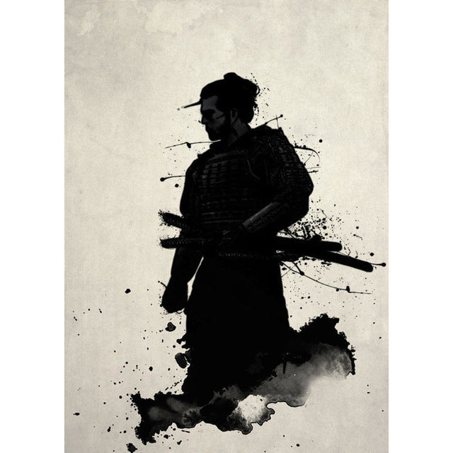 Japanese Samurai Canvas Painting Modern Wall Art Oil Painting Living Room Home Decoration Printmaking Painting Core Decorative Painting