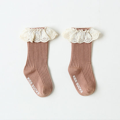 Children's Socks, Lace, Girl's Tube Socks, Baby Socks, Boneless Non-slip Baby Socks