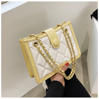 Shoulder Bag Rhombic Chain Bag Colorblock Messenger Bag - Online Shop AU.com