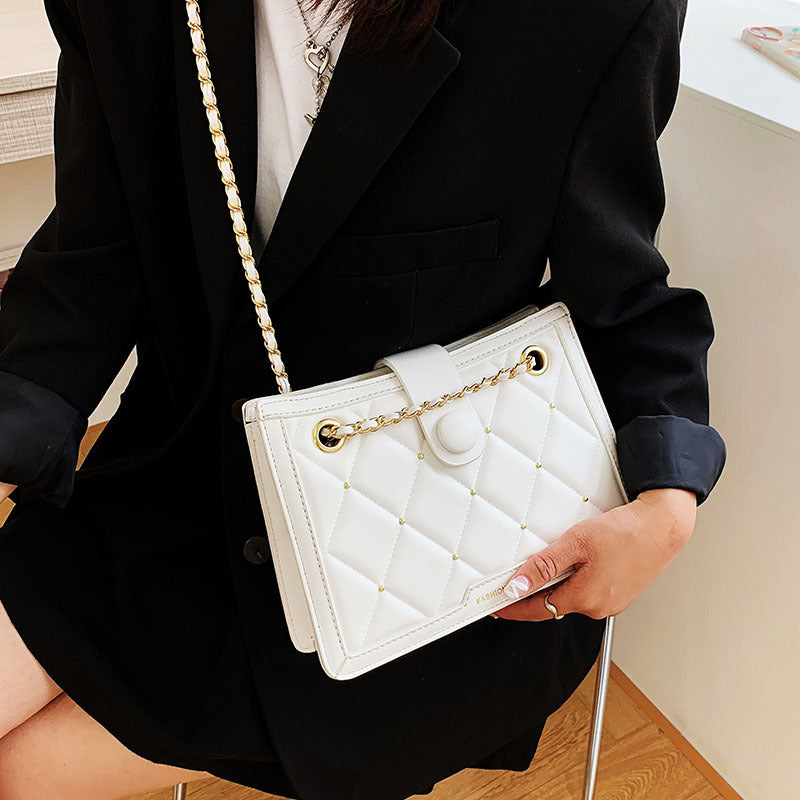 Shoulder Bag Rhombic Chain Bag Colorblock Messenger Bag - Online Shop AU.com