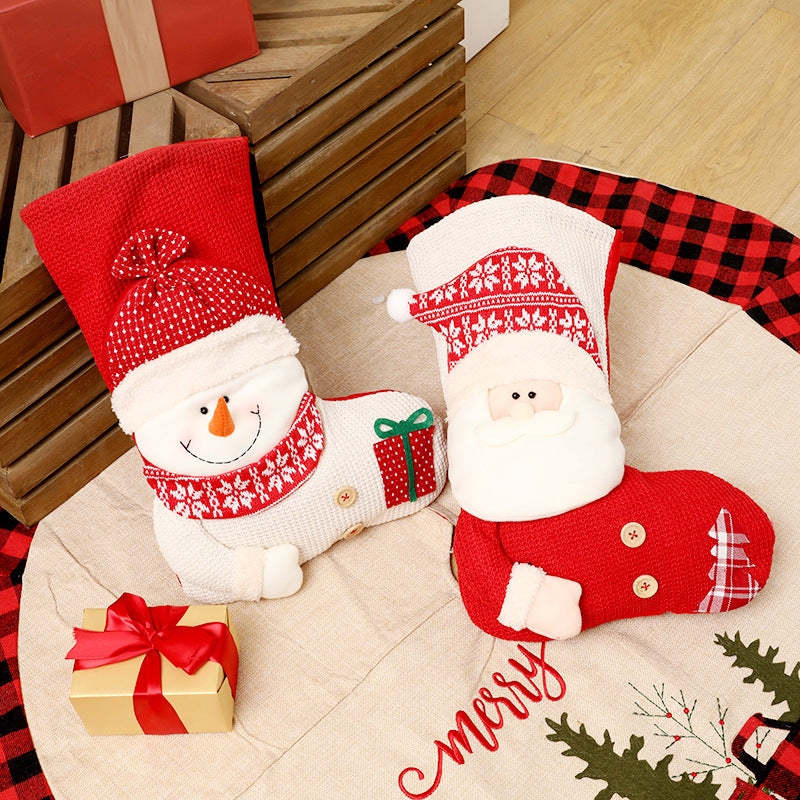 Christmas Stocking Santa Claus Fireplace Decor Socks Xmas Gift Bags Candy Holder Decor For Home