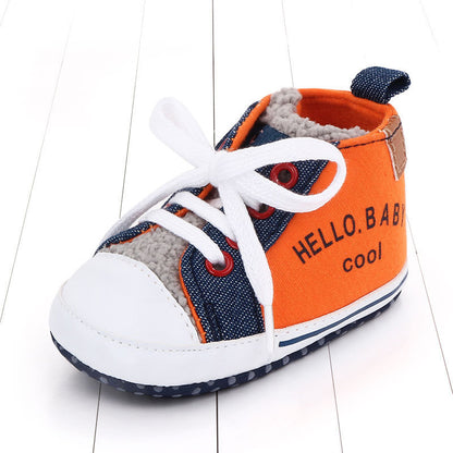 Canvas shoes color matching letters walking shoes