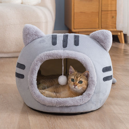 Fashion Simple Pet Warm Semi-enclosed Cat Bed