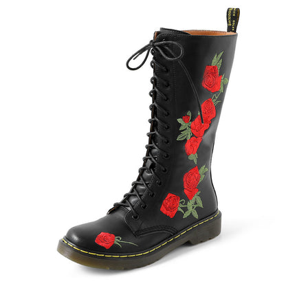 Martin boots National style embroidered middle boots