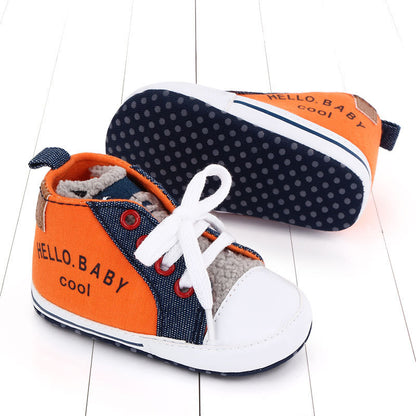 Canvas shoes color matching letters walking shoes