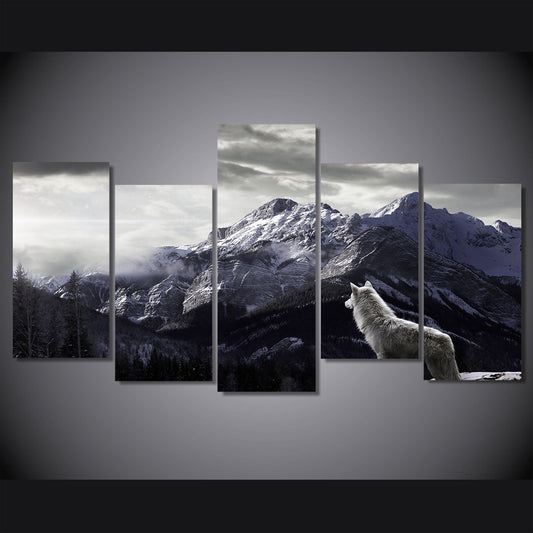 HD Wolves painting five canvas painting