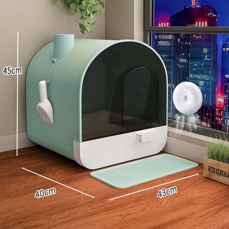 Nhà vệ sinh cho mèo Hộp đựng cát vệ sinh cho mèo Loại kín Cách ly mùi