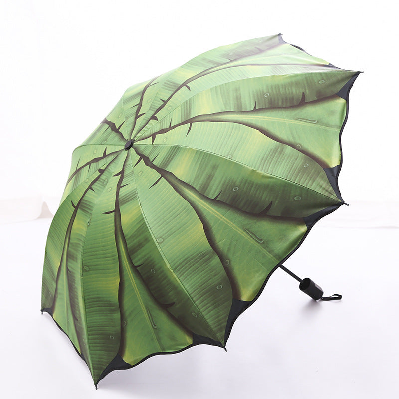 Banana leaf dual-purpose folding umbrella