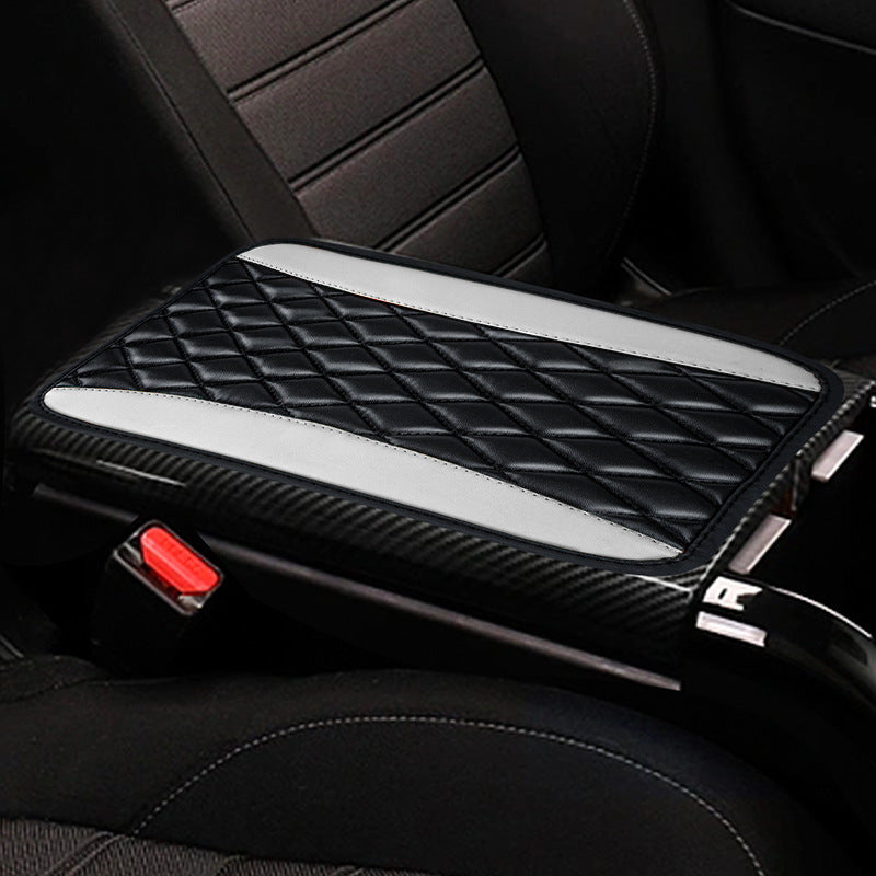 Car Armrest Box Cushion PU Leather Embroidered Non-slip Mat