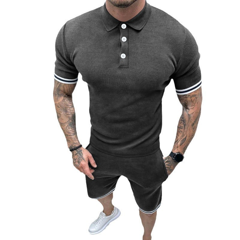 Lapel Button Casual T-shirt Suit Men