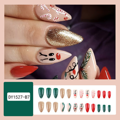 Christmas False Nails Hat Striped Snowflake Nail Art Stickers For Parties Dances Or Holiday Wear