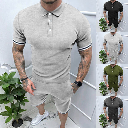 Lapel Button Casual T-shirt Suit Men