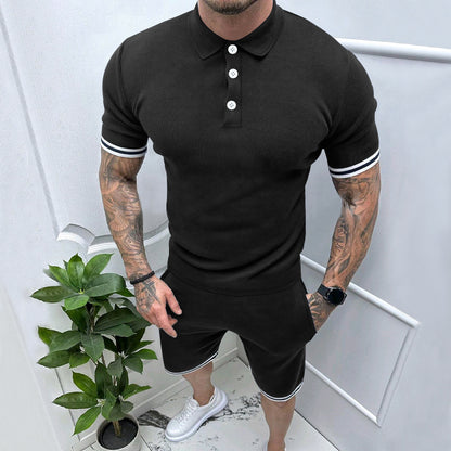 Lapel Button Casual T-shirt Suit Men