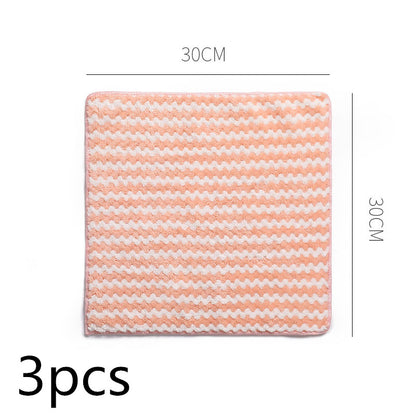 Kitchen Cleaning Rag Coral Fleece Dish Washing Cloth Super Absorbent Scouring Pad Dry And Wet Kitchen Cleaning Towels Lazy Cleaning Supplies