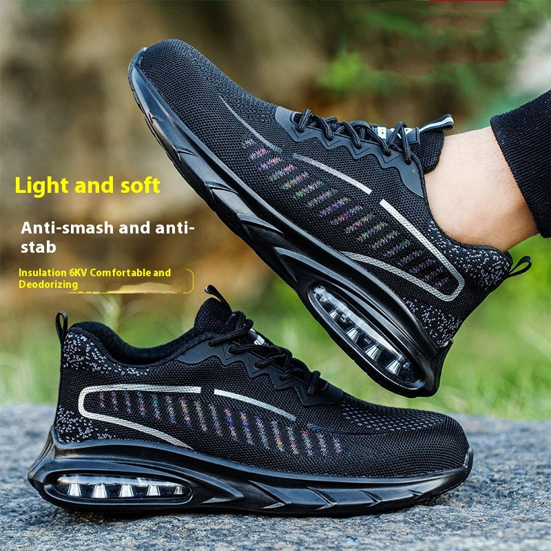 Anti Smashing And Puncture Flying Fabric Lightweight And Comfortable Air Cushion Shock Absorption Protective Work Shoes