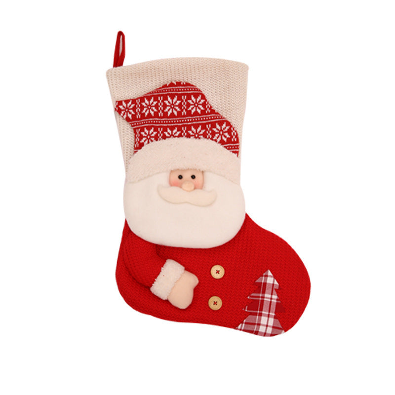 Christmas Stocking Santa Claus Fireplace Decor Socks Xmas Gift Bags Candy Holder Decor For Home