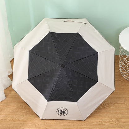 Camellia Fully Automatic Umbrella, Rain Umbrella Dual-Use Thick Vinyl Umbrella