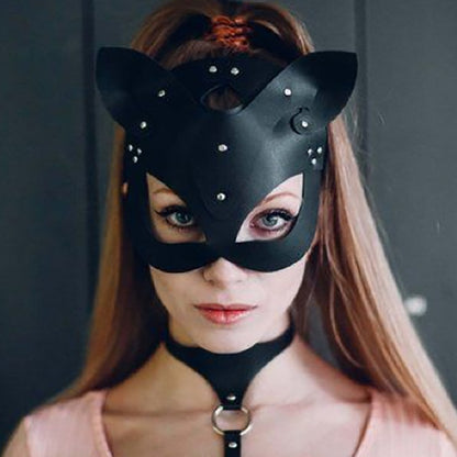 Masked Leather Rivet Mask Cat Mask Women Mask