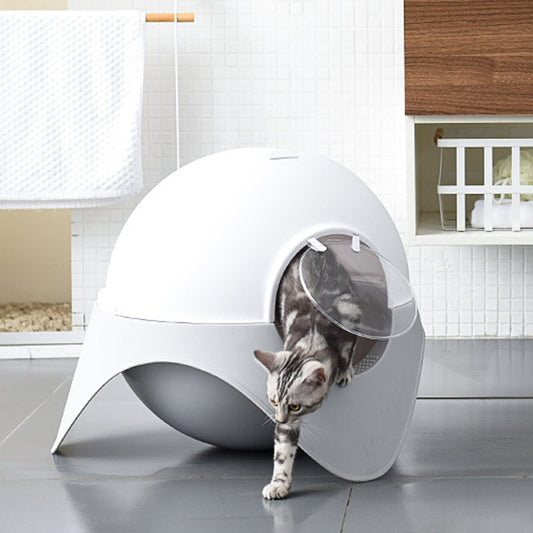 Cat Litter Box Fully Enclosed Snow House Cat Toilet Large UFO Litter Box