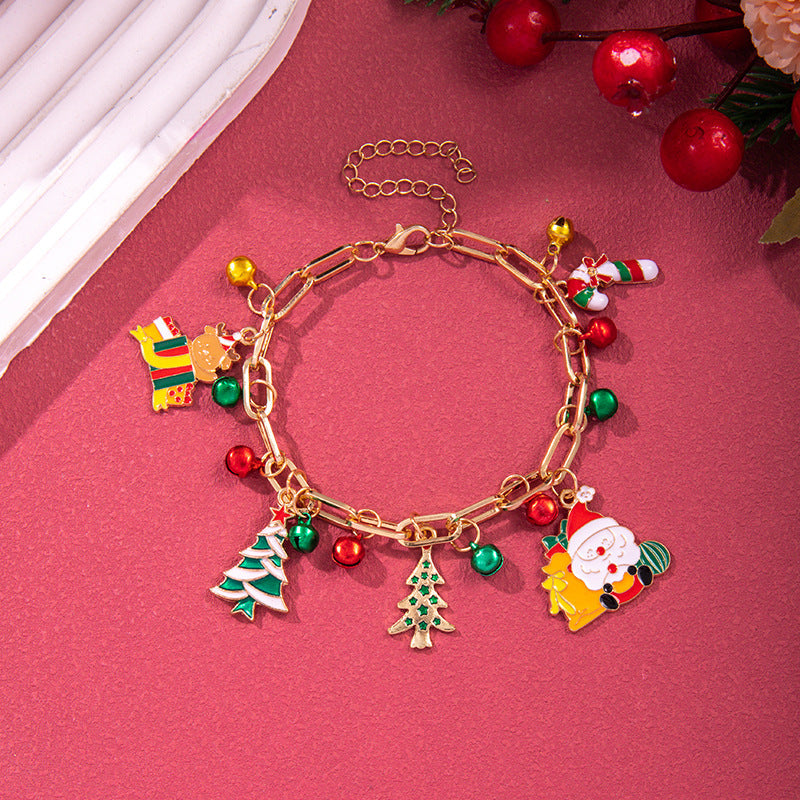 Christmas Bracelet For Women Men Santa Claus Christmas Tree Snowflake Snowman Pearl Bangles New Year Gifts