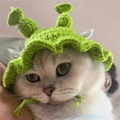 Pet Hood Cat Dog Knitted Hat Prop Headdress