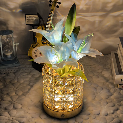 Luminous Lily Crystal Flowerpot Small Night Lamp Simple And Light Luxury Advanced Sense