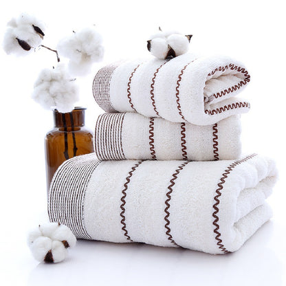 Pure Cotton Towels Three-piece Suit Thick Soft Household