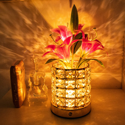 Luminous Lily Crystal Flowerpot Small Night Lamp Simple And Light Luxury Advanced Sense