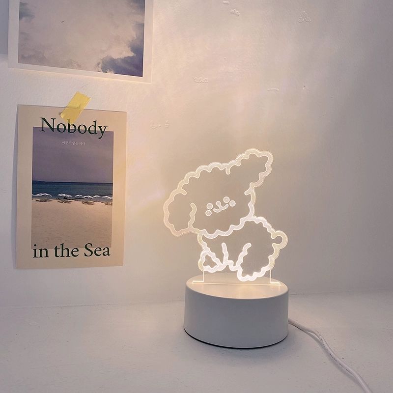 Curl Puppy Teddy Bear Night Lights Tender LED Table Lamp Cartoon Room