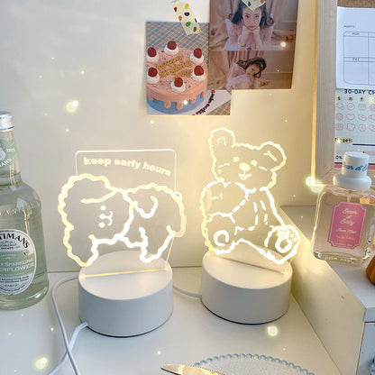 Curl Puppy Teddy Bear Night Lights Tender LED Table Lamp Cartoon Room