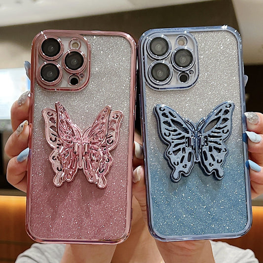 Butterfly Phone Case Gradient Transparent Plating Mobile Phone Protective Cover