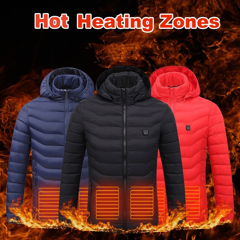 Heated Jacket Coat USB Electric Jacket Cotton Coat Heater Thermal Clothing Heating Vest Men's Clothes Winter