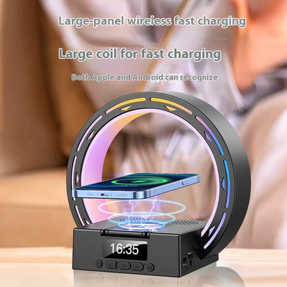 Mobile Accessories 4 In 1 Wireless Bluetooth Speaker Charging Pad Bedside Lamp With Alarm Clock Wake-Up Light For Bedroom Support USB Drive TF Card