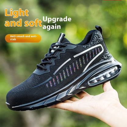 Anti Smashing And Puncture Flying Fabric Lightweight And Comfortable Air Cushion Shock Absorption Protective Work Shoes