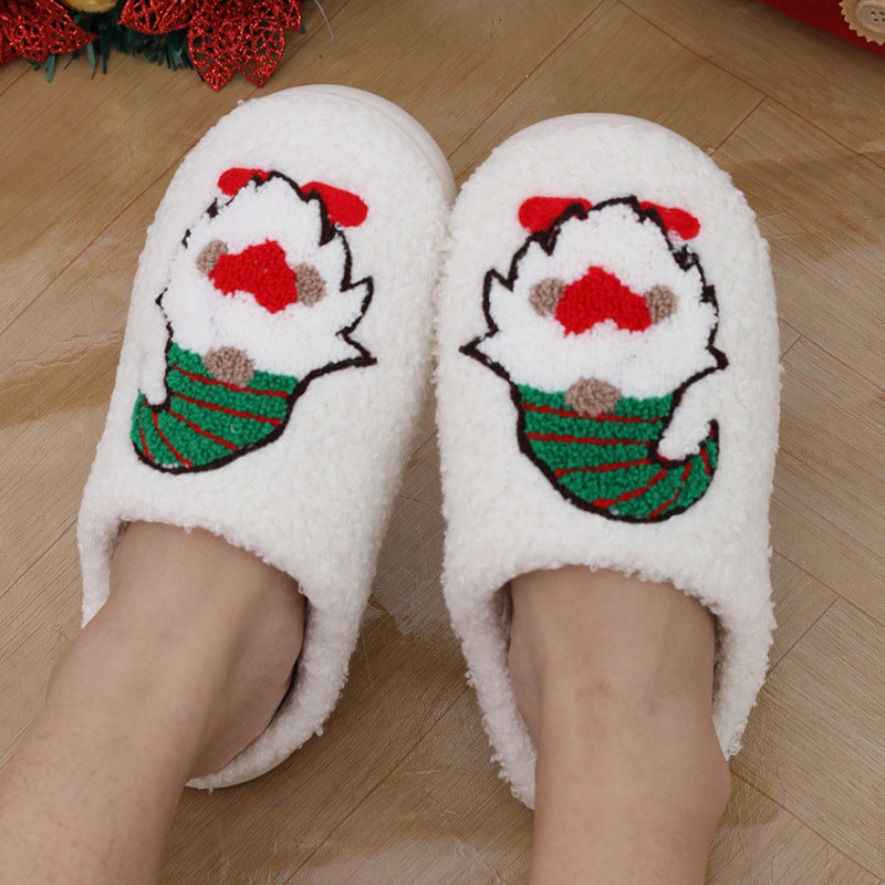 Santa Claus Home Slippers Couple Indoor Floor Bedroom Slipper Christmas Warm Shoes Women Men