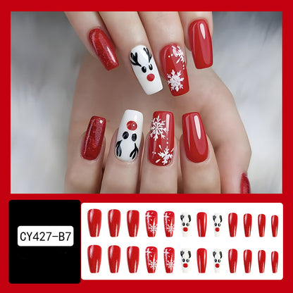 Christmas False Nails Hat Striped Snowflake Nail Art Stickers For Parties Dances Or Holiday Wear