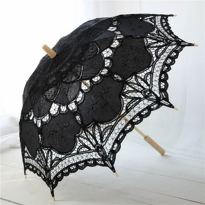 Women's Vintage Lace Court Long Handle Craft Umbrella