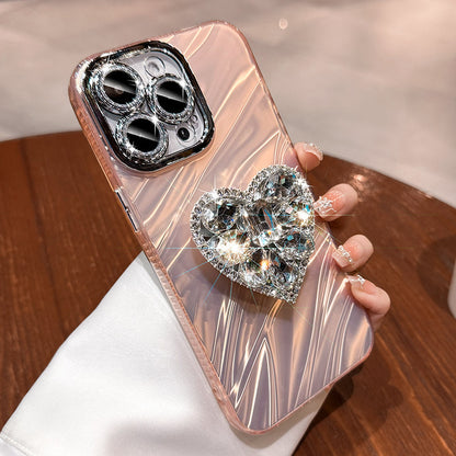 Mobile Phone Case Lens Protector Rhinestone Love Phone Case