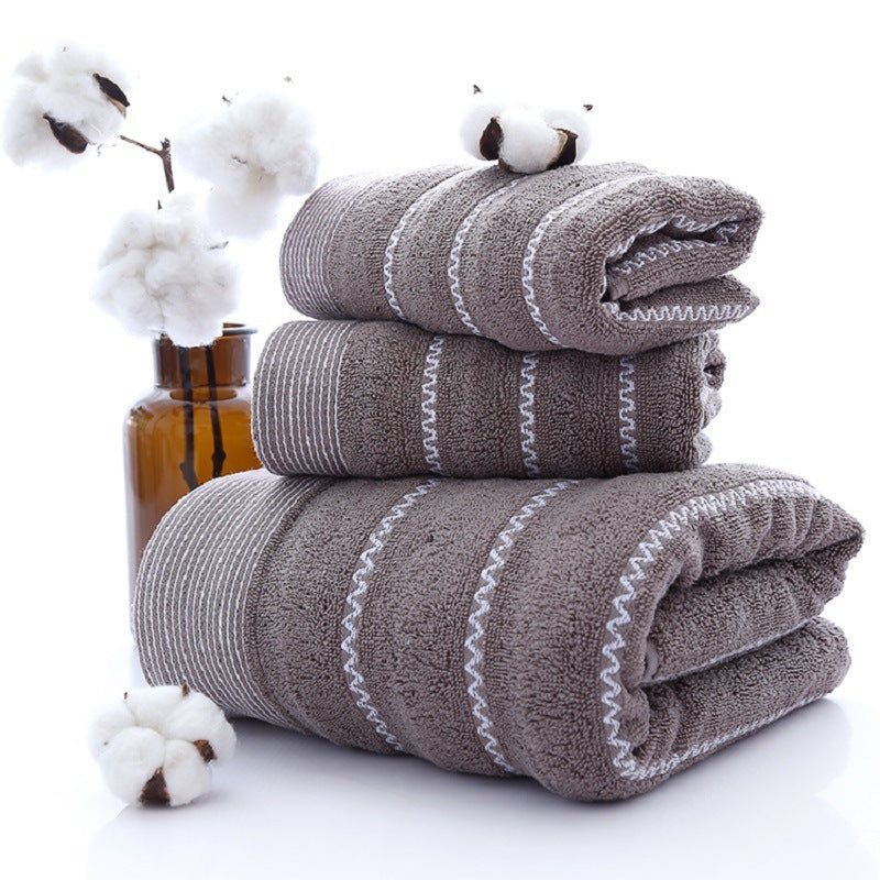 Pure Cotton Towels Three-piece Suit Thick Soft Household