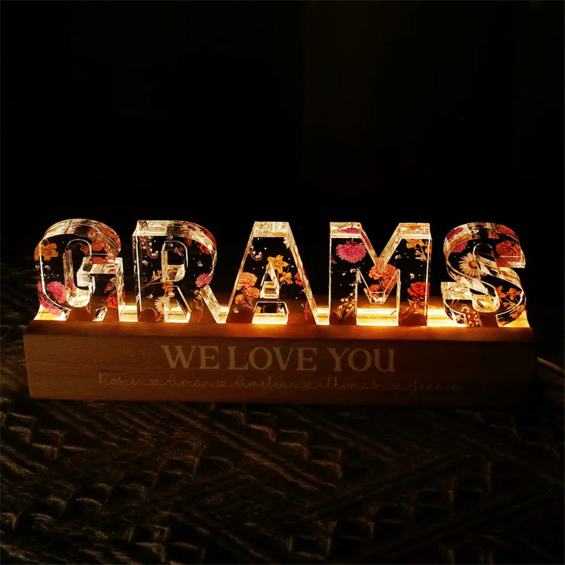 Mother's Day Custom Flower Printed LED Night Light Creative Gift Printing Acrylic Night Light Text Birthday Flower Ornaments - Online Shop AU.com