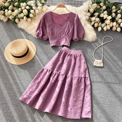 Top All Match Umbrella Skirt Fashionable Two Piece Set