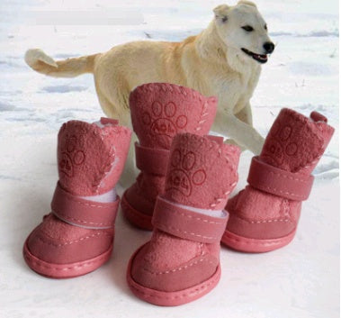 Dog Shoes Pet Shoes Lambskin Snow Shoes Cotton Shoes Khaki