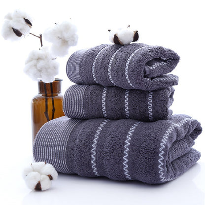 Pure Cotton Towels Three-piece Suit Thick Soft Household