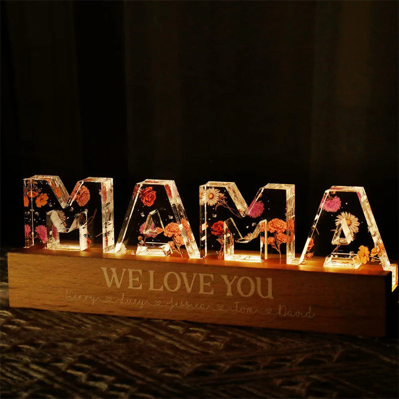 Mother's Day Custom Flower Printed LED Night Light Creative Gift Printing Acrylic Night Light Text Birthday Flower Ornaments - Online Shop AU.com