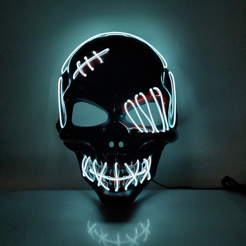 Mask Scar One-eyed Pirate Mask Bloody Horror Cold Light Halloween Mask Led Glowing Mask