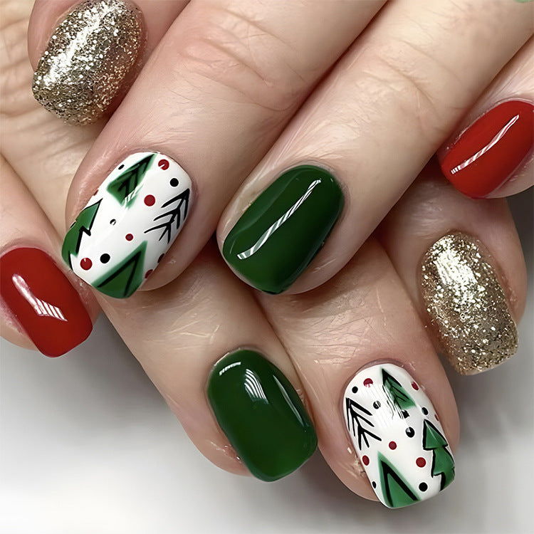 Christmas False Nails Hat Striped Snowflake Nail Art Stickers For Parties Dances Or Holiday Wear