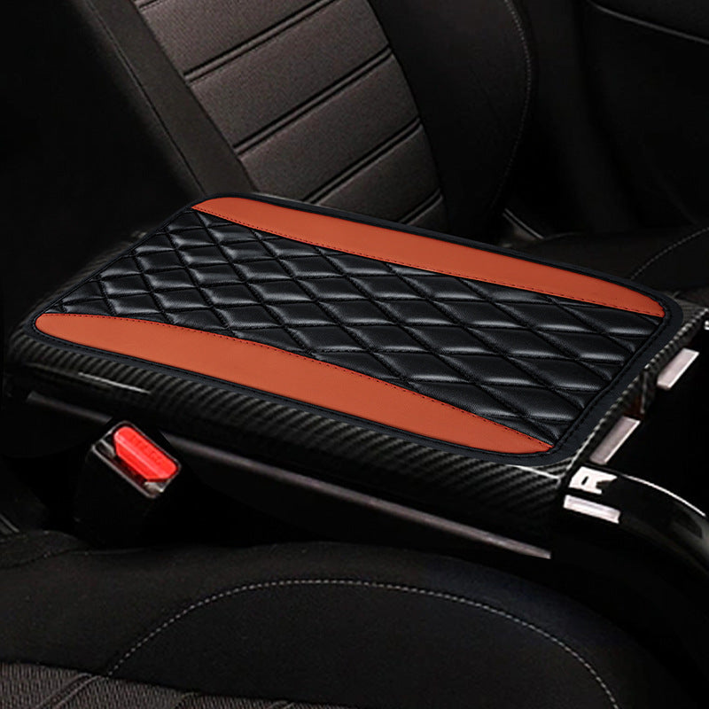 Car Armrest Box Cushion PU Leather Embroidered Non-slip Mat