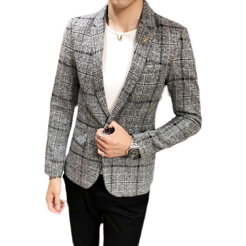 Plaid Fashion Personalised Men's Business Suit Jacket