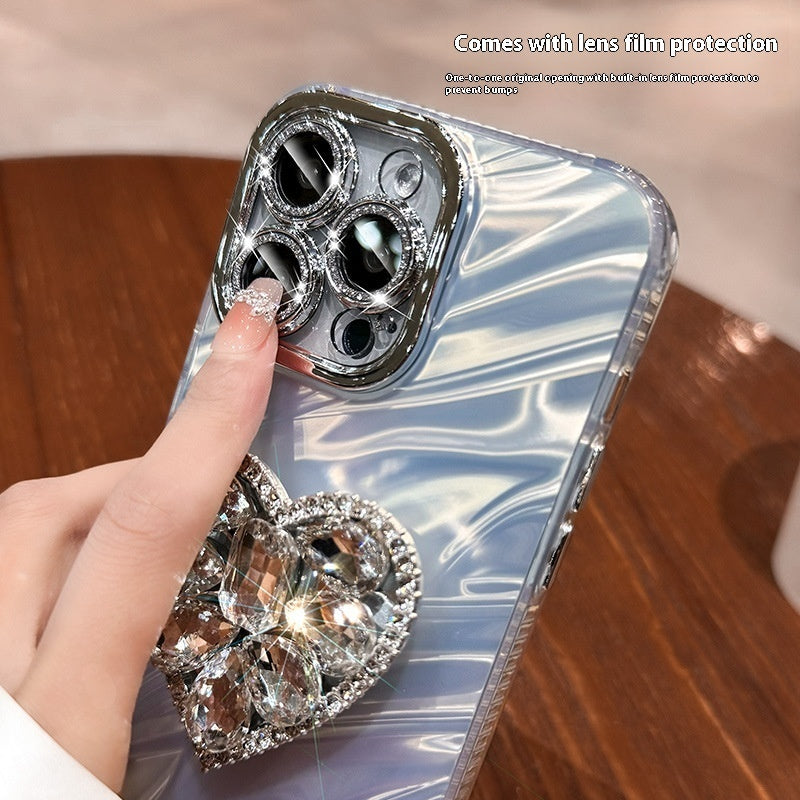 Mobile Phone Case Lens Protector Rhinestone Love Phone Case