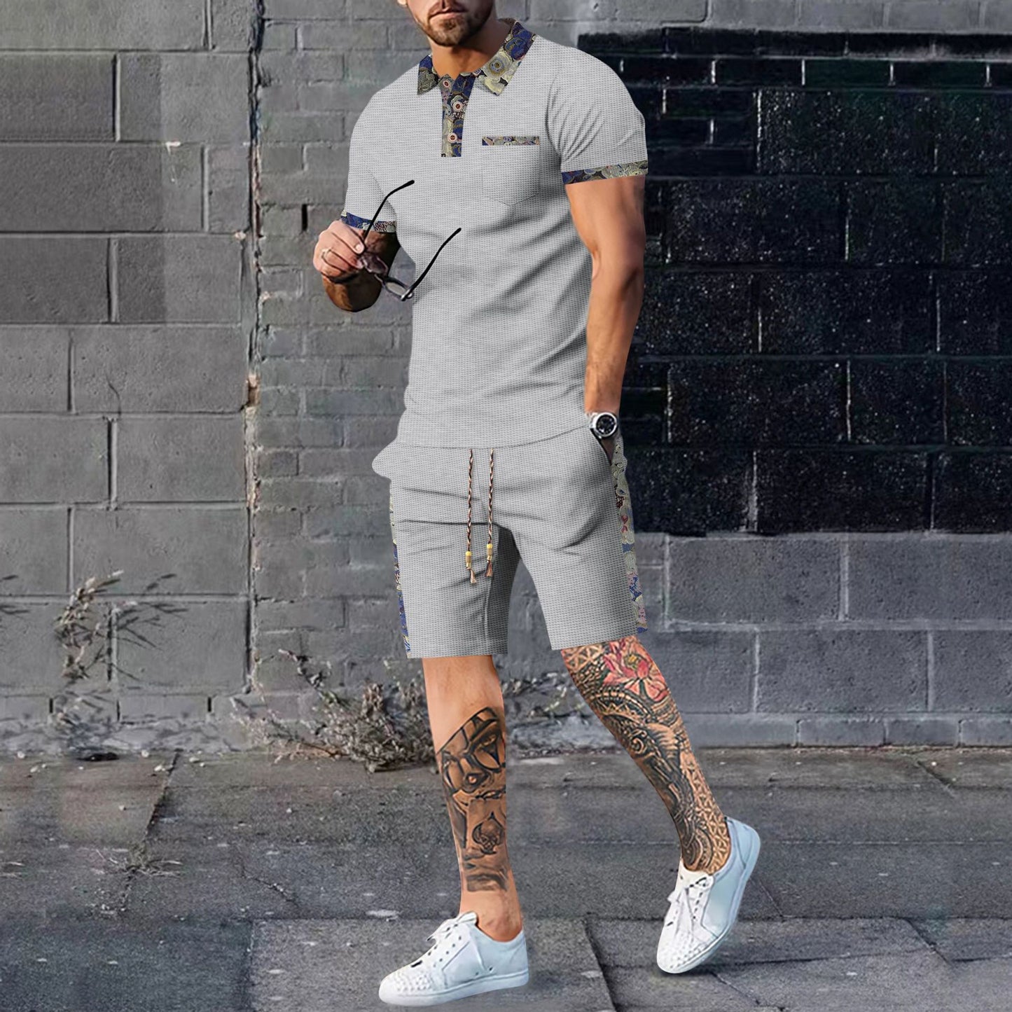 Shorts Casual Fashion Set Shirt and Pants Men